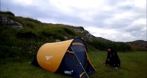Pitch a tent, make a stove, camping at Iona Island, Scotland