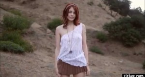 Sexy redhead hiking in cotton panties ass